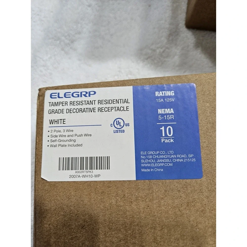 ELEGRP Decorator Receptacle 15A 125V Standard Electrical Wall Outlet 10 Pack!!